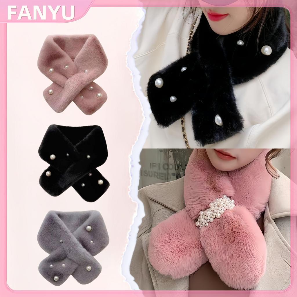 FANYU ผ้าพันคอผู้หญิงปุยข้ามฤดูหนาวผ้าพันคอตุ๊กตามุกอบอุ่น FANYU - รูปที่ 2