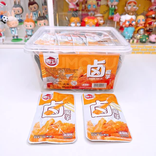 หมึกกรุบกรอบ สาหร่าย กุ้งกรุบ ซี่โครงหมู ปูอัด สไบนาง และ ฮอตดอก หม่าล่า แบบกระปุกมี 50 ซอง และ เเบบกล่องมี 30 ซอง