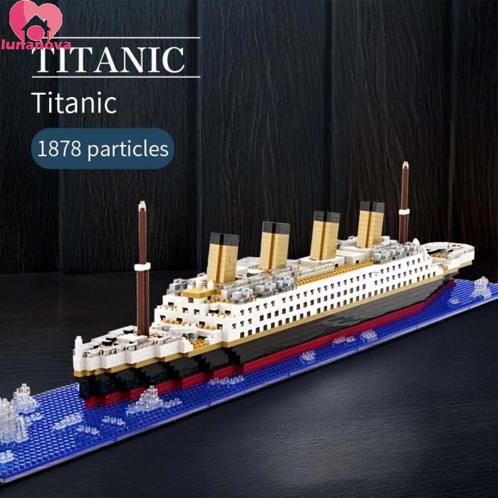 LUNANOVA Cruise Ship อิฐรุ่น,ตกแต่งบ้านความยากสูงTitanic Building Block,DIYรุ่นโต๊ะเครื่องประดับเรือยักษ์ผสมTitanicประกอบของเล่นของขวัญวันเกิด
