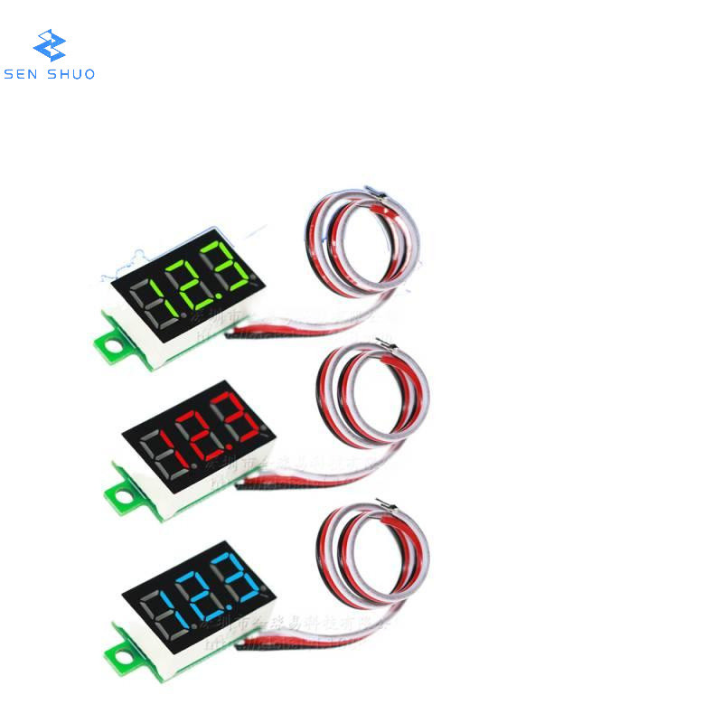 โวลต์มิเตอร์สามสาย 1 ซม. DC 0V-30V DC โวลต์มิเตอร์หัวรถจักรยานยนต์โวลต์มิเตอร์ดิจิตอลจอแสดงผลเมตร