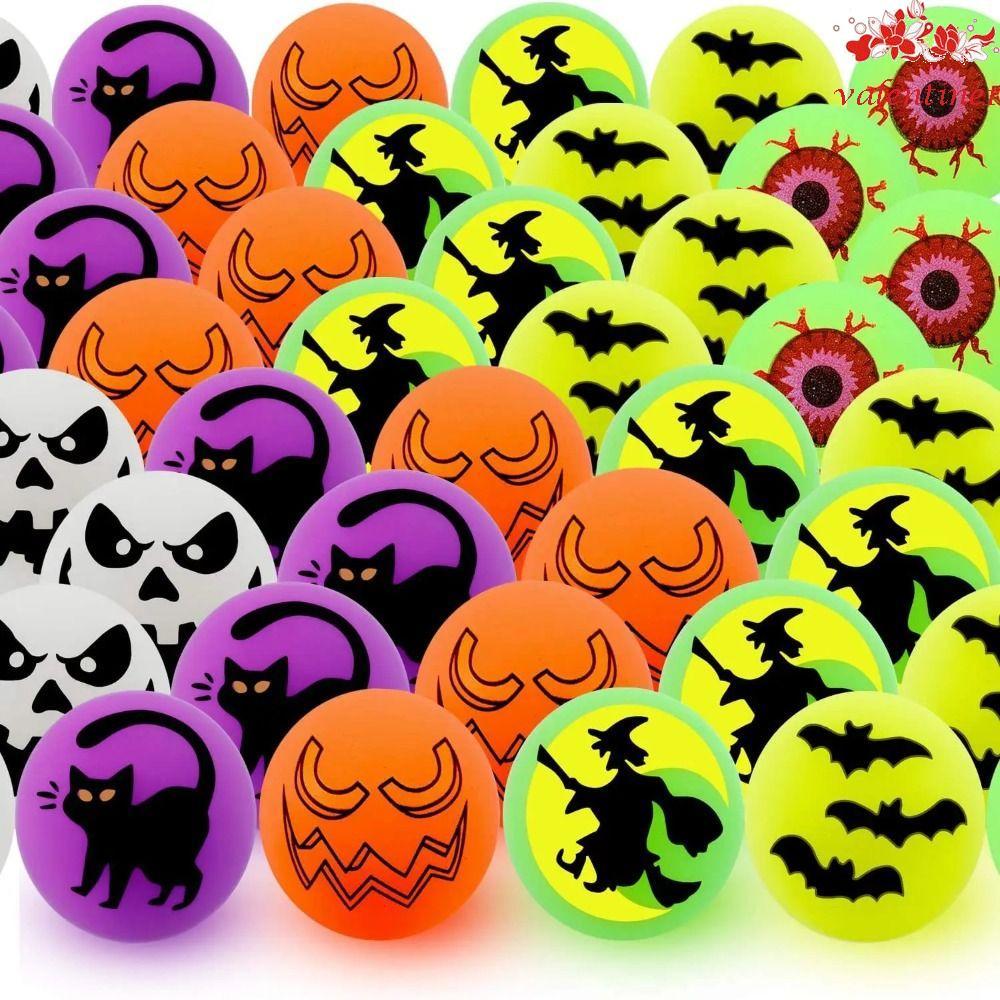 VALENTINE1 10 ชิ้น/เซ็ต Halloween Bouncy Balls, Glow-in-the-Dark 32 มม. Bouncy Eyeballs Luminous Bou