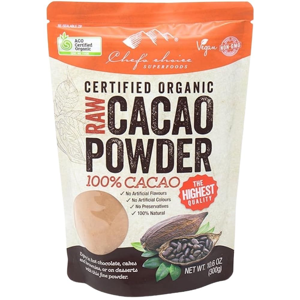 Chef's Choice Organic Raw Cacao Powder 300g x 1 Bag - Cocoa Powder