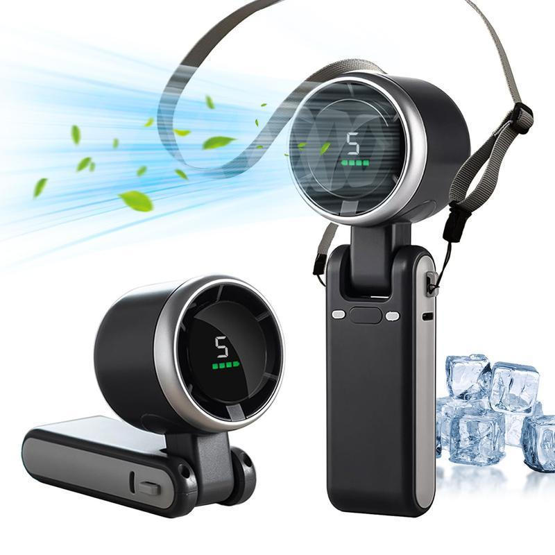 [จัดส่งฟรี]พัดลมเทอร์โบขนาดเล็กมือถือแบบพกพา ยูเอสบี ชาร์จพัดลมคอเดินทางที่มี 5 ความเร็ว 3600มะห์ แบ