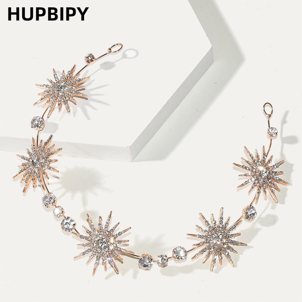 HUPBIPY Star Headpieces Crown Luxury Queen Crown งานแต่งงานผู้หญิงที่คาดผมคริสตัล