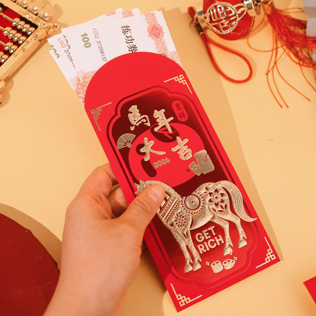 2026 ปีมะเมีย ชุดซองแดง อังเปาตรุษจีนเทศกาลสําหรับเหตุการณ์ธุรกิจซองกระดาษแบบดั้งเดิม - รูปที่ 6