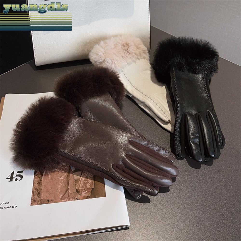 ถุงมือผู้หญิง PU หนังและFaux Fur.Trim ออกแบบมาให้อบอุ่นในฤดูหนาว