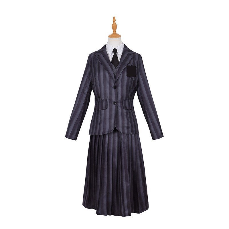 ชุดคอสเพลย์ The Addams Family สำหรับฮาโลวีน และชุดนักเรียนผู้หญิง
