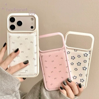 ใช้งานร่วมกับ iPhone 17 16 15 14 13 12 11 Pro Max X Xr Xs Max 7 8 Plus SE2020 เคสโทรศัพท์ Ins Sliver โบว์ดอกไม้สีฟ้าหนังนุ่มปกหลัง
