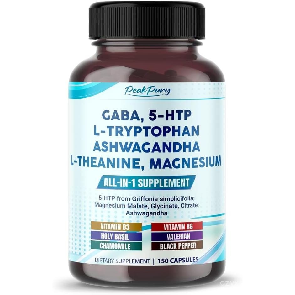 GABA, 5-HTP L-Tiptophan Ashwagandha Chamomile L-Theanine Magnesium - Made in USA