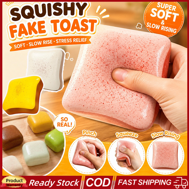 4PCS Toast Squishy ของเล่นช้า Rebound Fidget ของเล่นจําลองอาหารเปียกนุ่มความเครียดบรรเทาความดัน Pinch ของเล่นสําหรับโต๊ะสํานักงานของเล่น
