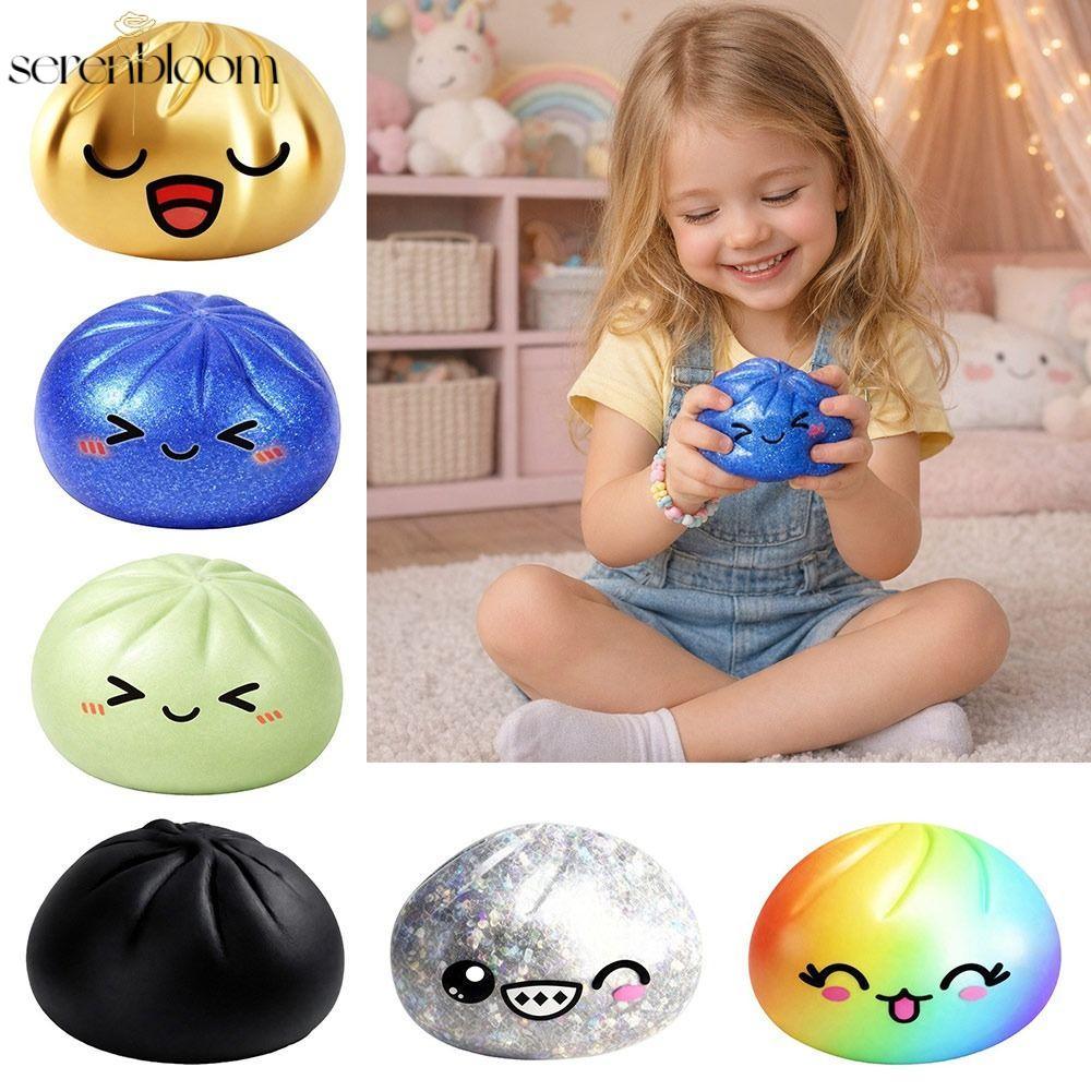 SERENBLOOM เกี๊ยวของเล่น Squishy, Slow Resilience Glitter นึ่งยัดไส้ Bun Squishy Pinch Le, Fidget Soft Stress Relief Sensory Ball สําหรับความเครียดบรรเทาความวิตกกังวล