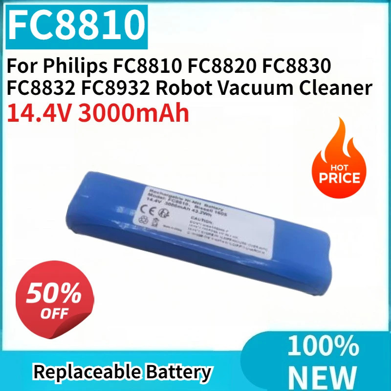 ยี่ห้อใหม่เปลี่ยนแบตเตอรี่ 14.4V 3000mAh ความจุสูงสําหรับ Philips FC8810 FC8820 FC8830 FC8832 FC8932