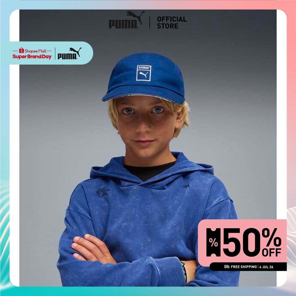 PUMA Kids หมวกแก๊ป PUMA x SONIC THE HEDGEHOG สำหรับเด็กโต สีฟ้า - 02656801