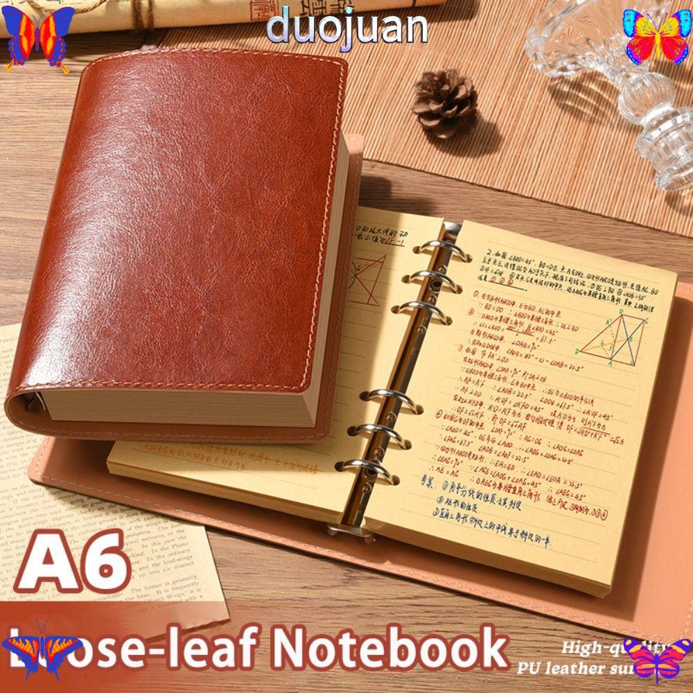 DUOJUAN โน๊ตบุ๊ค, PU หนังที่ถอดออกได้ Travel Journal, Vintage A5/A6 หลวมใบไดอารี่หนังสือของขวัญ