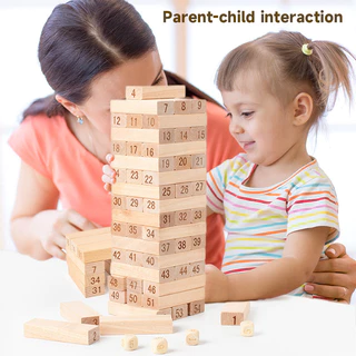 GeeToy Big 54 ชิ้นบล็อกตัวต่อดิจิตอลซ้อน Balance Tower ครอบครัวเกมกระดานแบบโต้ตอบของเล่นเพื่อการศึกษาสําหรับเด็ก