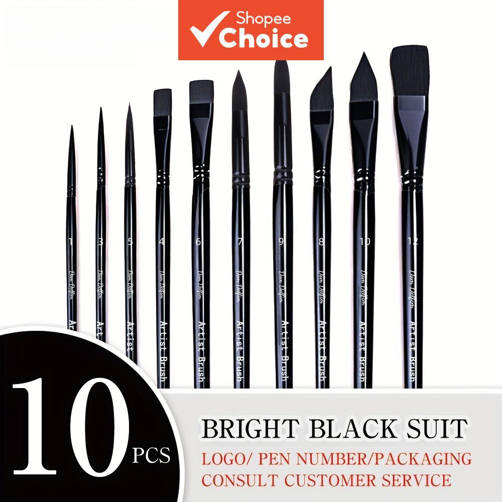 ชุดแปรงทาสี Dom Delfim Professional ชุด 10 ชิ้น: 5 ประเภทปลายแปรง (ปลายแหลม, แบน, ลิ้นแมว, Filbert) สําหรับสีน้ํา, สีอะคริลิค, น้ํามัน และ Gouache