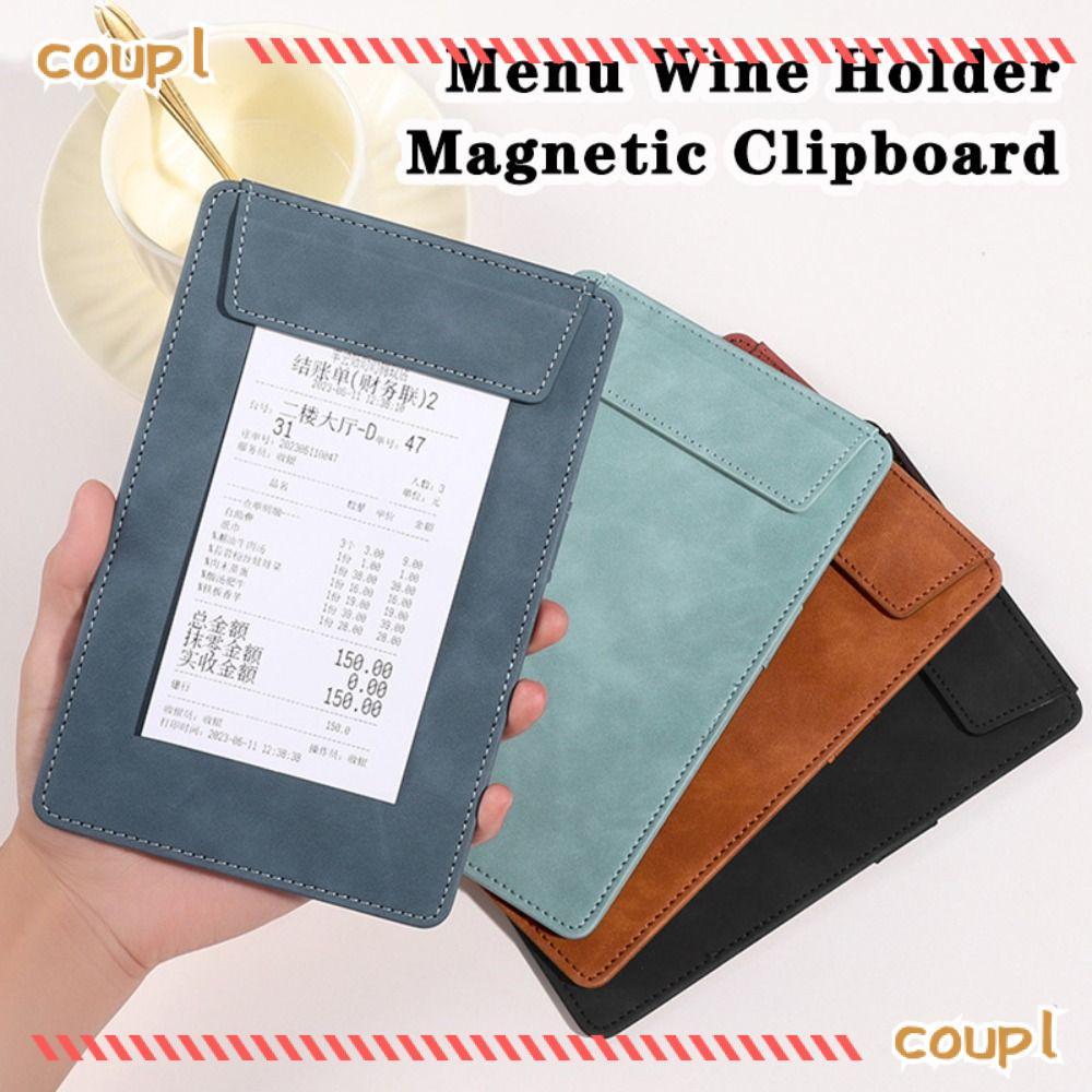 COUPL โฟลเดอร์ไฟล์ 1 ชิ้น, หนังกลับ A4/A5/A6/A7/B5 ที่ใส่เครื่องดื่มเมนู, มัลติฟังก์ชั่นพร้อมปากกาใส่แผ่นรองเขียนหนัง PU สํานักงานโรงเรียน
