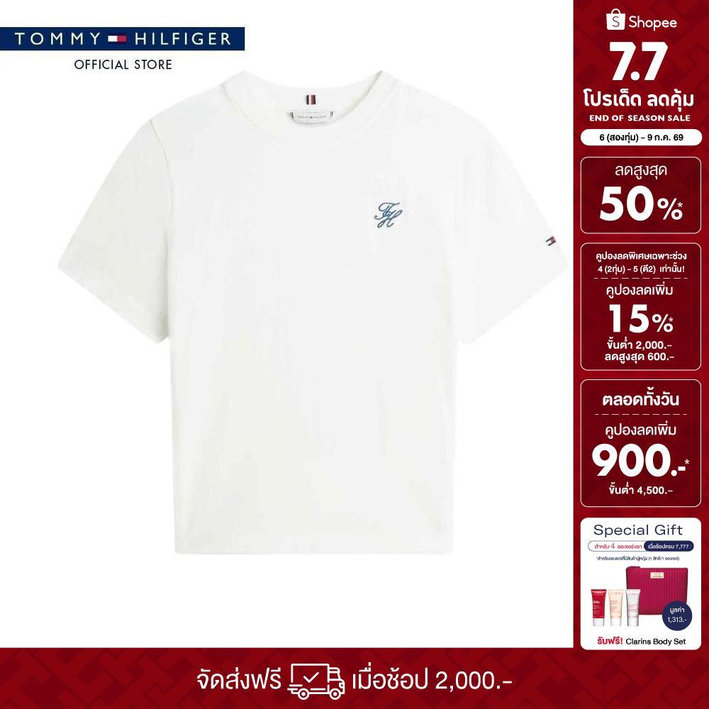 Tommy Hilfiger เสื้อโปโล ผู้หญิง รุ่น DW0DW21363 YBL - สีขาว ทรง Boxy
