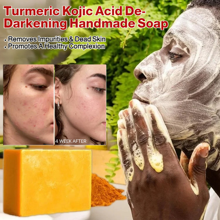 Turmeric Kojic Acid De-Darkening Handmade Soap สบู่ล้างหน้าทําความสะอาดล้ําลึก Dark Spot Remover Soa