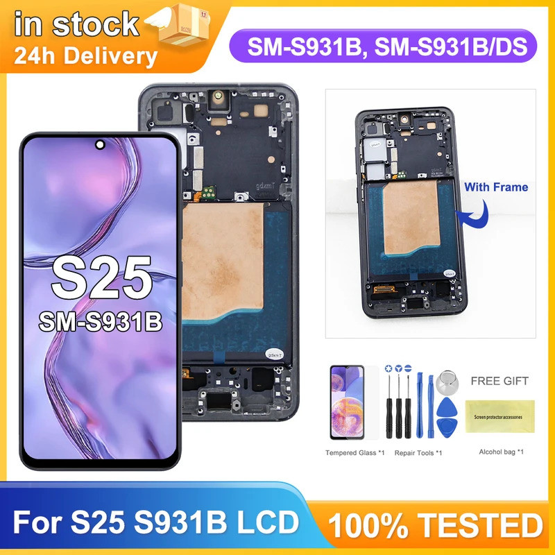 ทดสอบสําหรับ Samsung S25 S931B S931U S931W S931N S931E จอแสดงผล LCD หน้าจอสัมผัสสําหรับ Samsung S25 