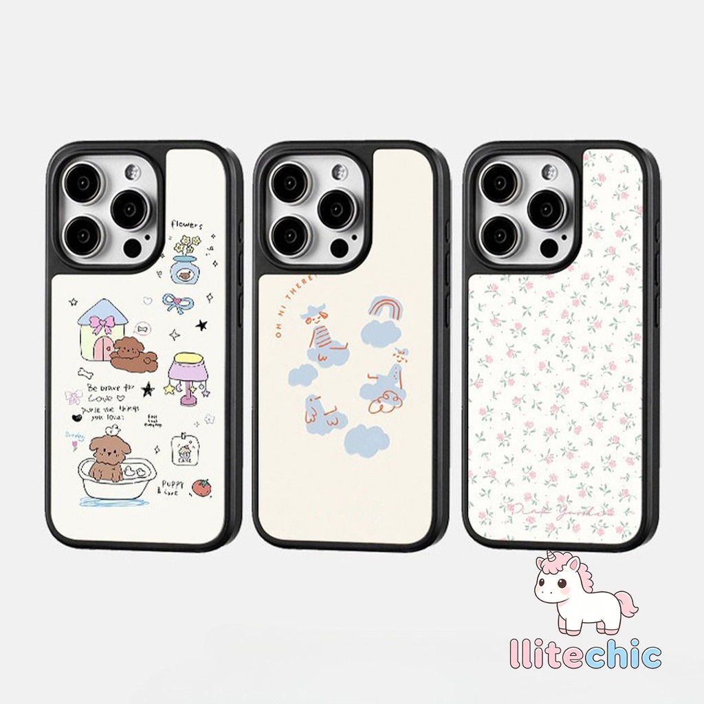 เคสไอโฟน11 17 15เคสอะคริลิค ลายหมีดอกไม้รุ้งน่ารักฮิต สำหรับ IPhone 17 16 11 13 15 12 Pro Max 14 15 Plus 16 15 Pro