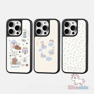 เคสไอโฟน11 17 15เคสอะคริลิค ลายหมีดอกไม้รุ้งน่ารักฮิต สำหรับ IPhone 17 16 11 13 15 12 Pro Max 14 15 Plus 16 15 Pro