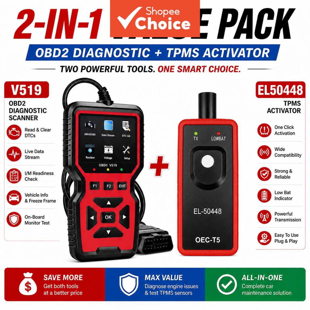 V519 Tpms Relearn Tool El-50448 Obd2 Scanner ชุดเปิดใช้งานเซ็นเซอร์ยางสําหรับรถยนต์และรถจักรยานยนต์
