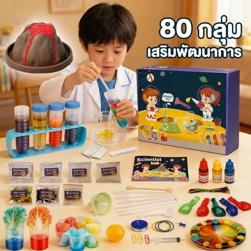 ชุดทดลองวิทยาศาสตร์สำหรับเด็ก ทดลองกลุ่ม 48 60 80 เพิ่มความอยากรู้อยากเห็น เรียนรู้แบบไม่มีหน้าจอ