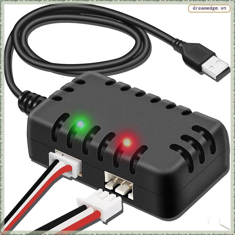 [dreamedge] RC Car Balance Charger 7.4V Lipo Battery Charger- สาย USB 2-In-1 พร้อมปลั๊ก XH-3P 1A สํา