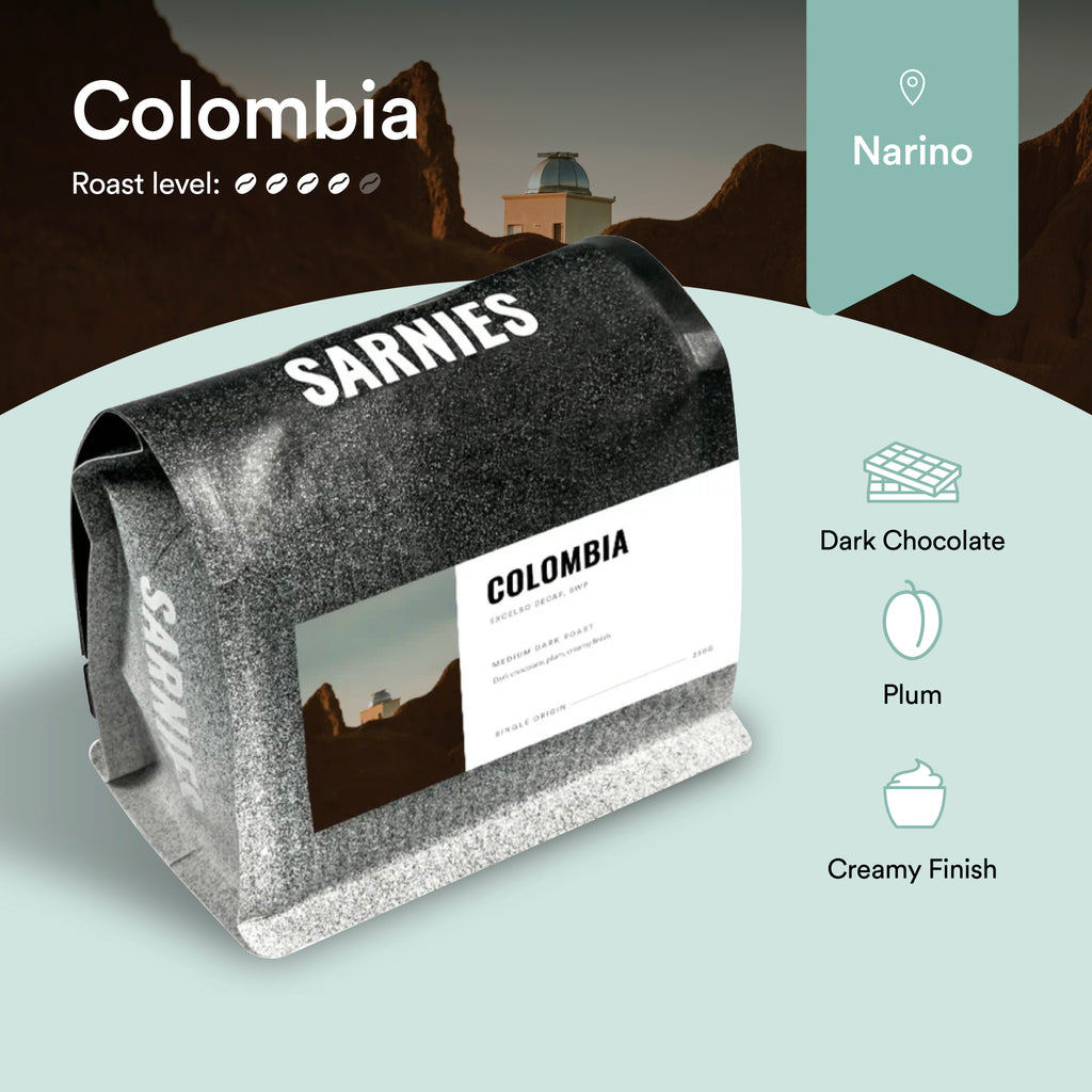 เมล็ดกาแฟ โคลอมเบีย เอ็กเซลโซ ดีแคฟ (Swiss Water Process) Colombia, Excelso, Decaf Swiss Water Process (SWP)