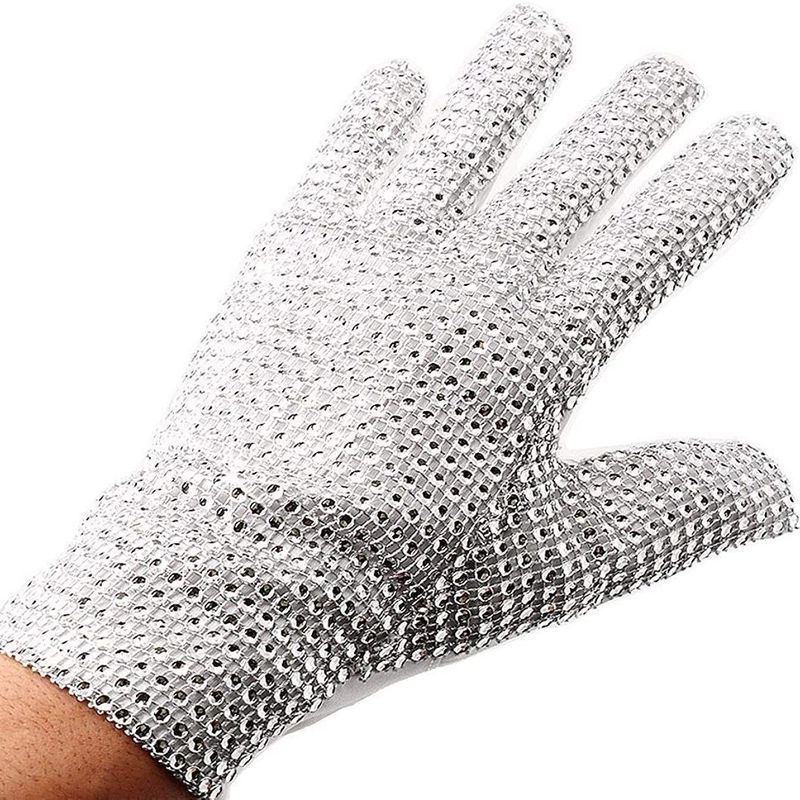 MJ Michael Jackson Gloves คอสเพลย์ผู้ใหญ่เงินเงาเพชรแสดงของขวัญ Handmade Live 7.7t
