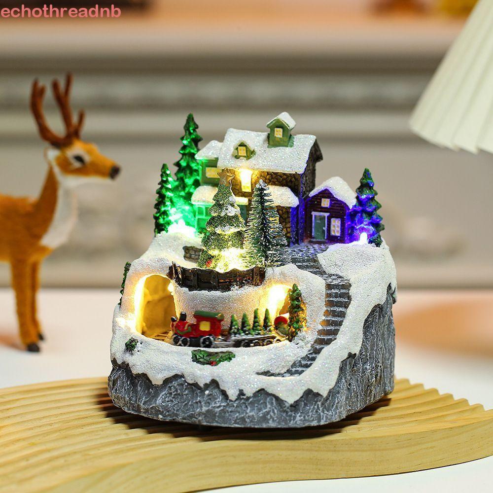 PIVOT Snow House Music Box, Resin Vivid Christmas Luminous Music Box, Funny ประณีตใช้งานง่าย Christm