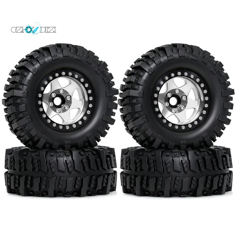 GzhxdiiziMetal Beadlock Wheel RC Crawler Car Rubber Silver