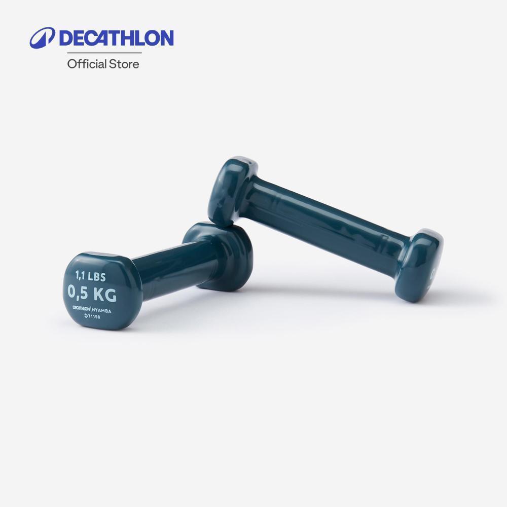 Decathlon 0.5 Kg Fitness Dumbbells Twin-Pack, Partially Recycled Cast Iron ดัมเบลแพ็คคู่ ขนาด 0.5 กิโลกรัม - Navy/Blue