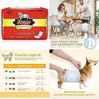 แพมเพิสสุนัขตัวผู้ Dono Male รุ่น Gold โอบิใส่ง่าย ซึมซับมาก แห้งเร็ว นุ่มสบาย ปรับขนาดง่าย