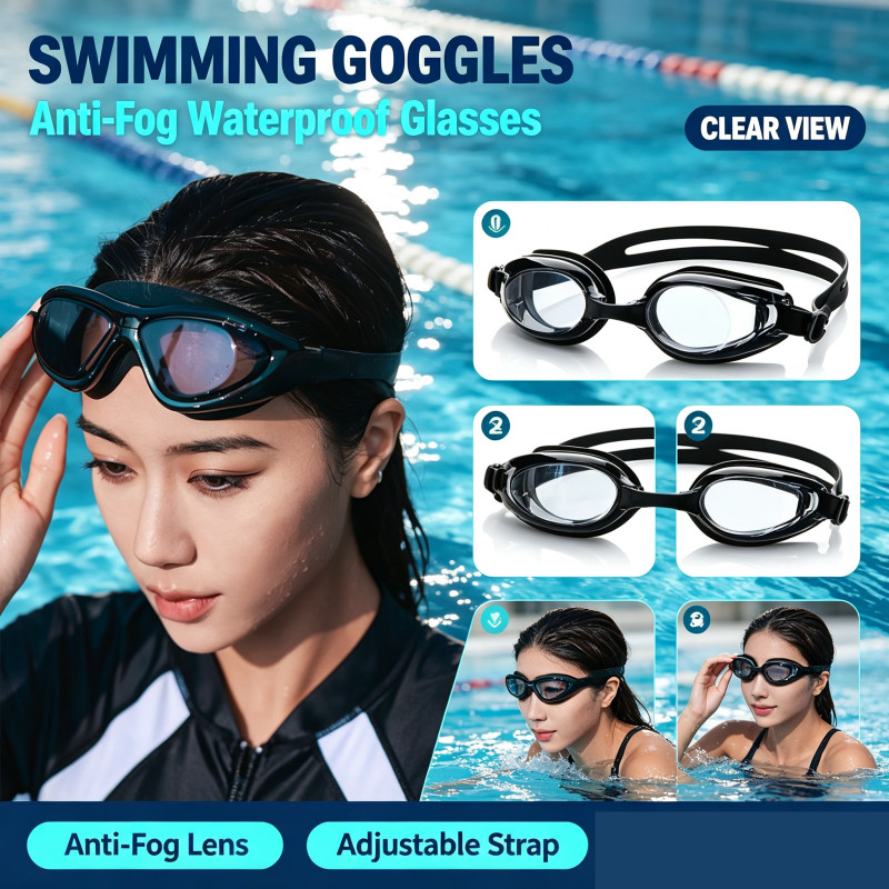 แว่นว่ายน้ำสายตาสั้น 150-800 กันน้ำ กันUV 99% ของแท้ แถมกล่องเก็บแว่นฟรี