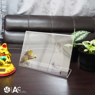 ป้ายอะคริลิคตั้งโต๊ะ A5 แนวนอน 21.5x15 cm อะคริลิคใส 1 หน้า ทรง L (A5L1P)