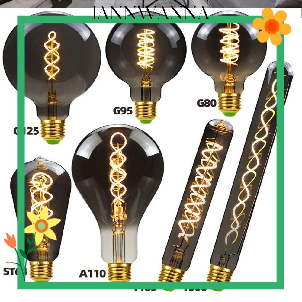 IANNWANA Filament, Filament Edison Lamp Vintage Retro Bulb, hot Screw connector Electroplated สีเทาแ