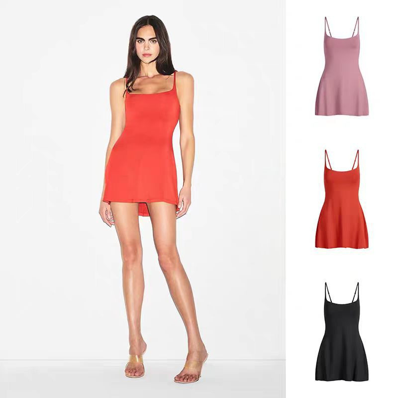 QU88 Skims SMOOTHLAYERSSCOOPNECKMINIDRESS吊带方领连衣裙
