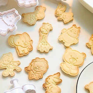 4 ชิ้น สัตว์ คุกกี้ ลูกสูบ ตัด การ์ตูน เบเกอรี่ แม่พิมพ์ คุกกี้ แสตมป์ บิสกิต DIY เครื่องมือตกแต่งแม่พิมพ์