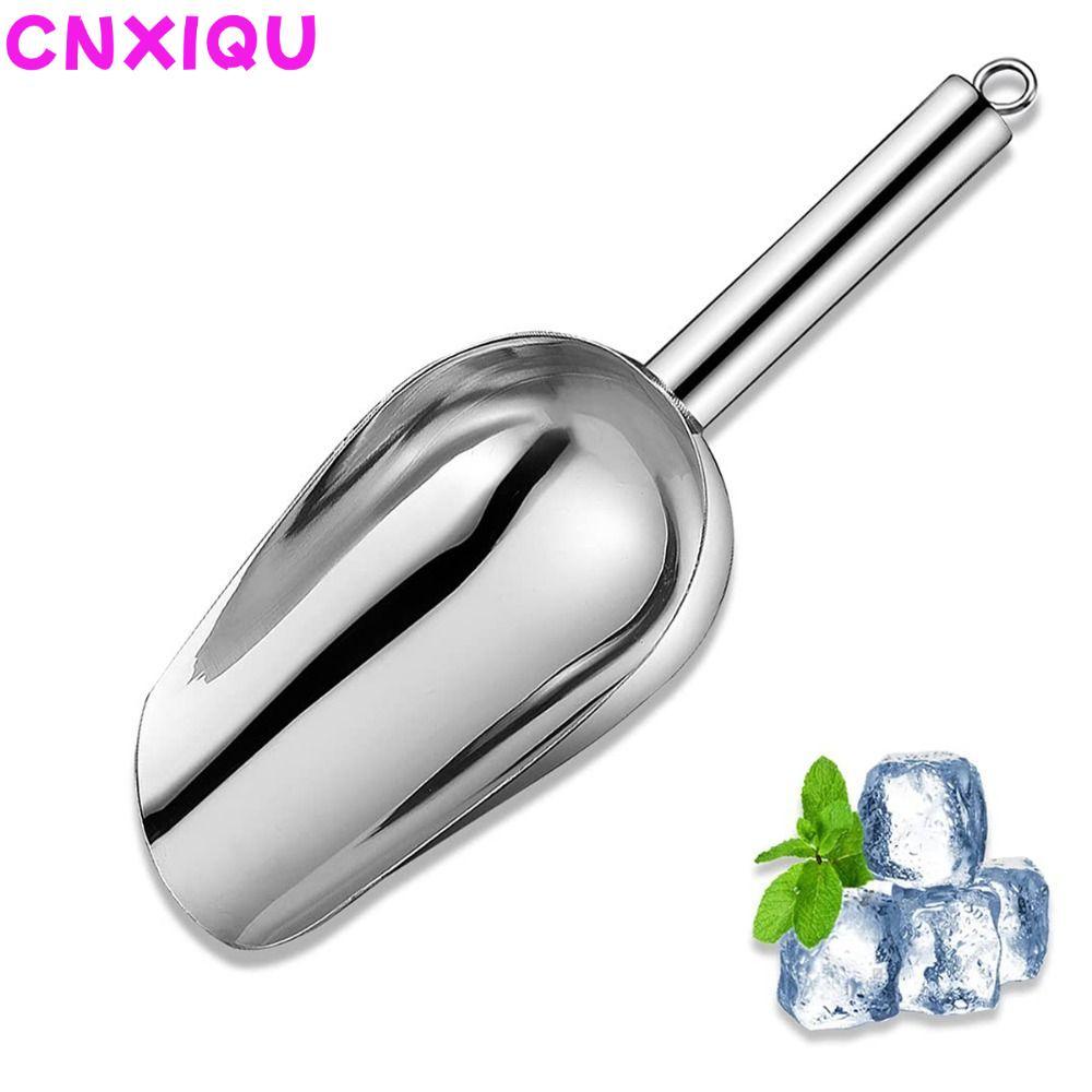 CNXIQU ที่ตักน้ําแข็งสําหรับตู้แช่แข็ง, สแตนเลสโลหะสีเงินตักน้ําแข็ง, อุปกรณ์บาร์ที่ทนทาน Grain Shovel Party