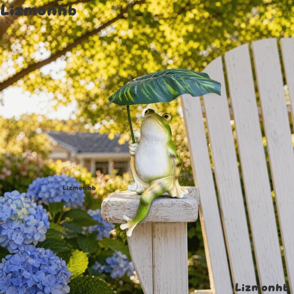 LIZMOLI Parasol ถือประติมากรรมสวนเรซิน,สีเขียวคงที่ Parasol กลางแจ้ง Courtyard ตกแต่งตุ๊กตาเรซิ่น, 4