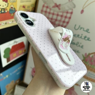 For iPhone 17 16 15 14 13 12 11 pro max เคสไอโฟน13 กระต่ายขนมหวานน่ารัก INS Case +ขาตั้ง เคสโทรศัพท์ ปลอกกันกระแทกน่ารัก