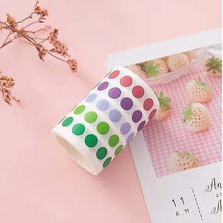 สติ๊กเกอร์วงกลม Washi Dot เขียนทับได้ (มากกว่า 1,000 ดวง) สติ๊กเกอร์ไดคัท ตกแต่งแพลนเนอร์ สมุด DIY
