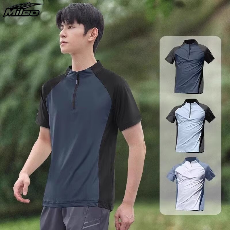 Unisex Dri-Fit Half Zip เสื้อออกกําลังกายแขนยาวและแขนสั้น Gym Training Top เสื้อผ้าออกกําลังกายใหม่สีฟ้าสีขาวสีดํา