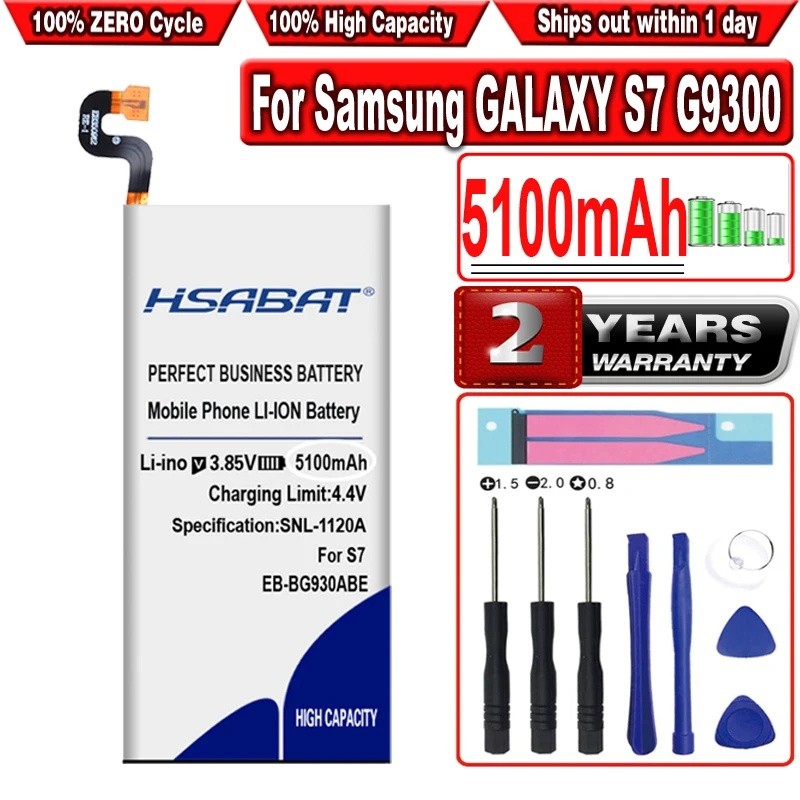 HSABAT 5100mAh EB-BG930ABE แบตเตอรี่สําหรับ Samsung GALAXY S7 G9300 SM-G9300 G930L G930F G930A G9308
