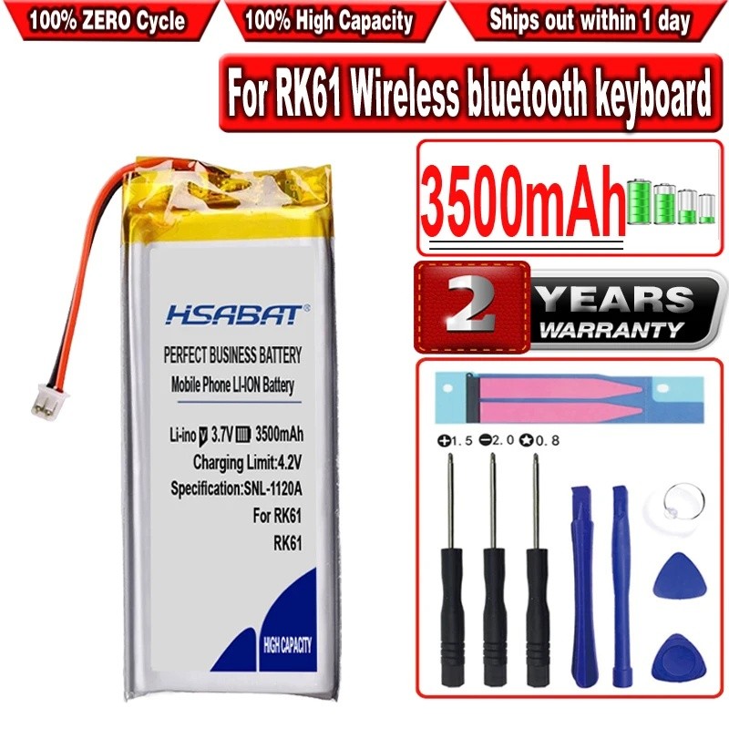 HSABAT แบตเตอรี่ RK61 3500mAh สําหรับคีย์บอร์ดบลูทูธไร้สาย
