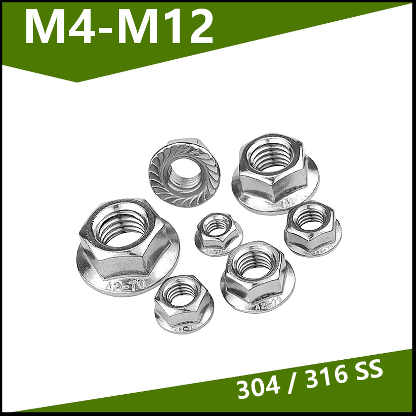 {{{2.LMF}}SUS304/316 Flange Face All Metal Lock Nuts M4-M12 สําหรับอุตสาหกรรม 2.แอลเอ็มเอฟ