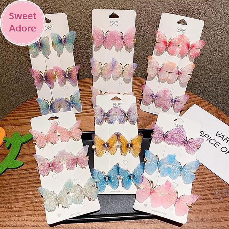 SweetAdore สุ่มสีสันผีเสื้อ Hairpins สาวคลิปผม Barrettes ผู้หญิงหวานผมเครื่องประดับ Rainbow Headwear แฟชั่นอุปกรณ์เสริมผม TH