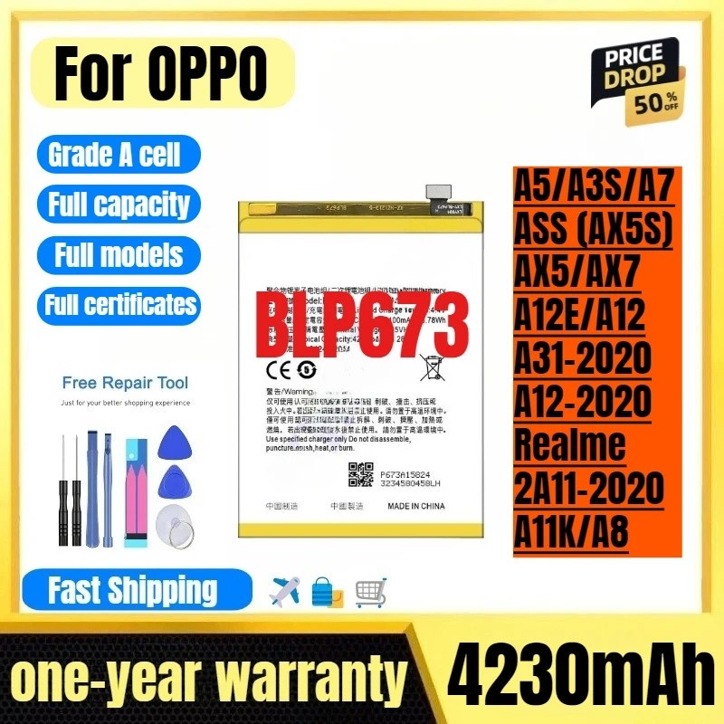 BLP673 สําหรับ OPPO A5/A3S/A7/ASS (AX5S)/AX5/AX7/A12E/A12/A31-2020/Realme 2A11-2020/ A11K/A8 คุณภาพส